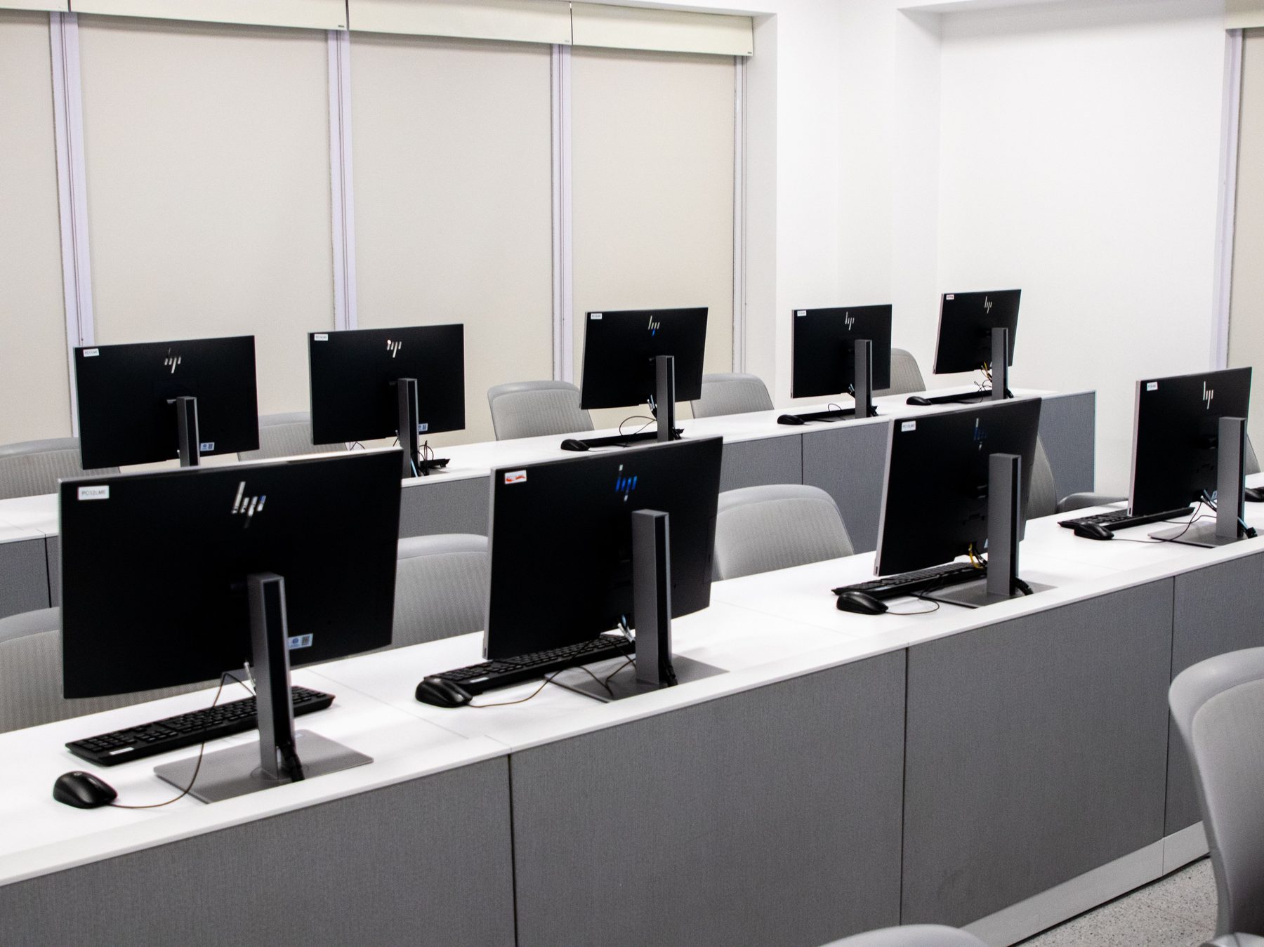 Office workstations set up after a commercial move